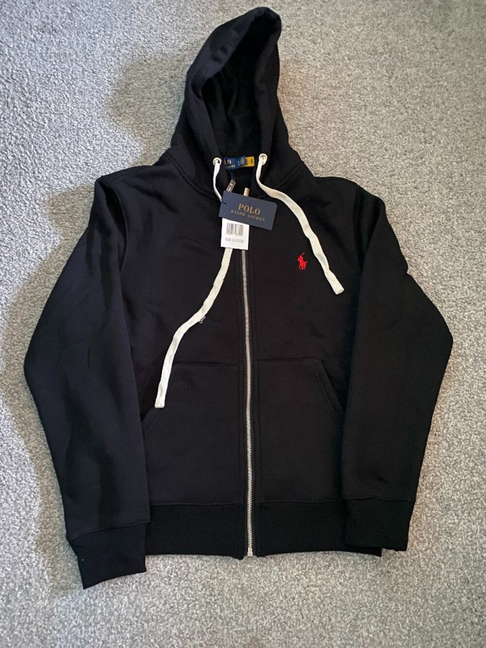 Polo Ralph Lauren Zip Up Hoodie Black With Red Logo